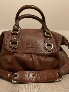 Coach Brown Leather Ashley Satchel with silver Hardware